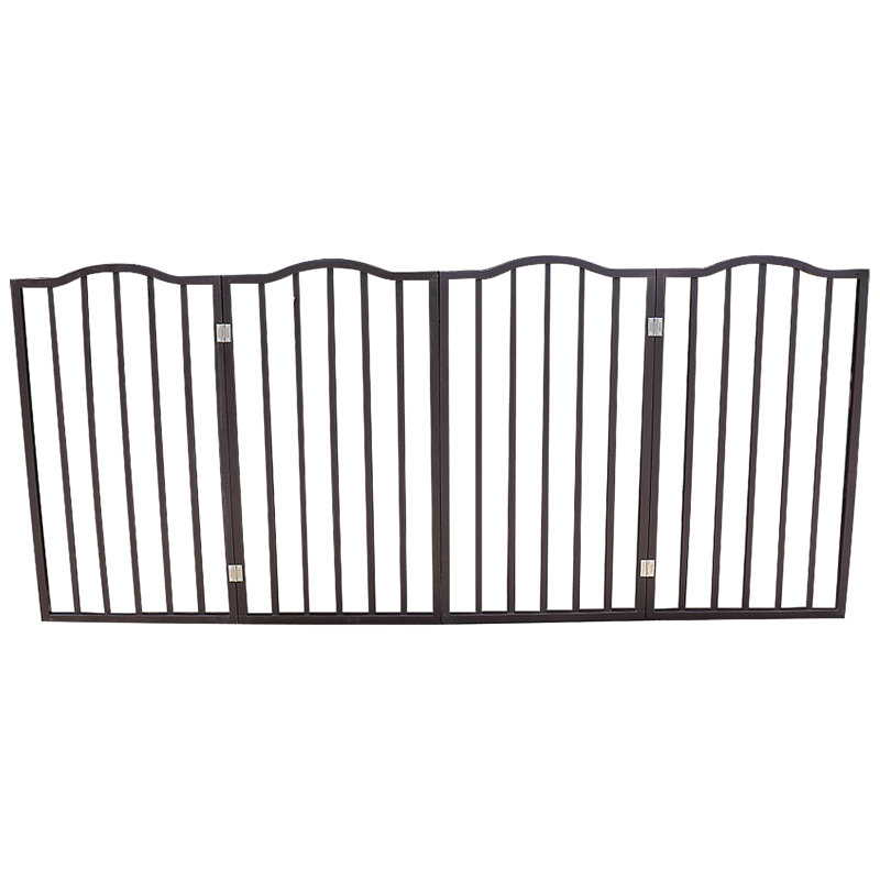 Barrière pour animaux de compagnie en bois brun foncé à arc - autoportante, pliable pour la maison crée une barrière vos animaux de compagnie dans les escaliers pliants économisent de l'espace et ont fière allure