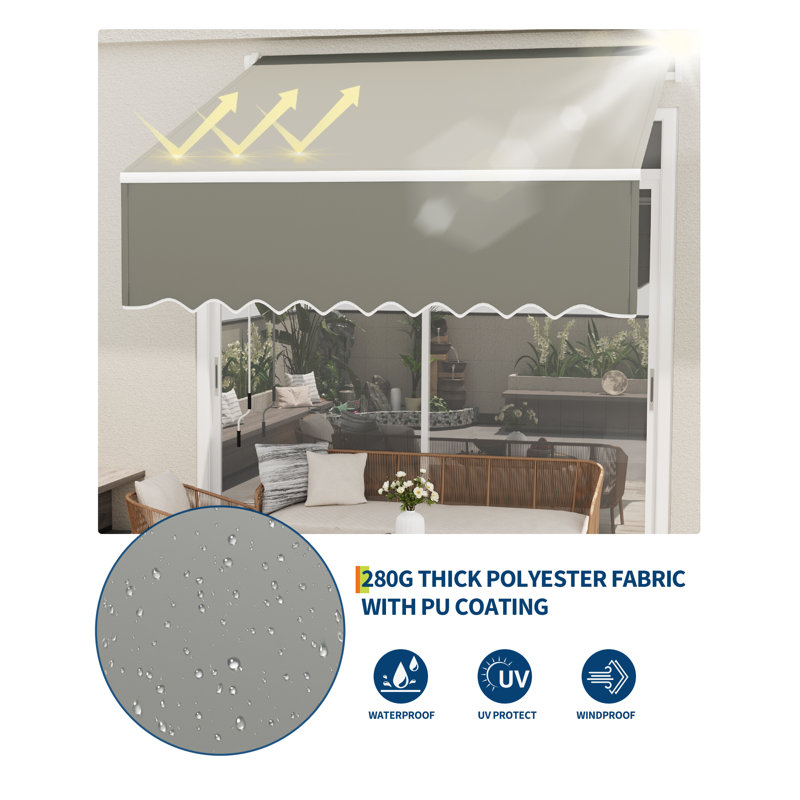 304cm Tilt Wall Mount Parasol, Grey