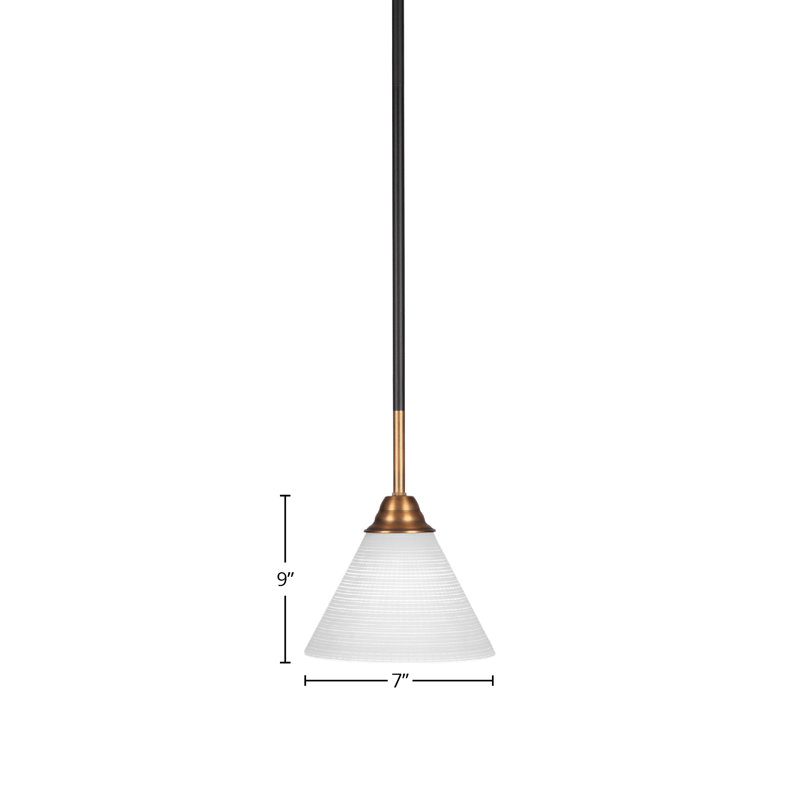 Luminaire suspendu à tige Ayrshire illustré en verre noir mat et laiton, H 9 po x l 16 po x P 16 po, Matrice blanche
