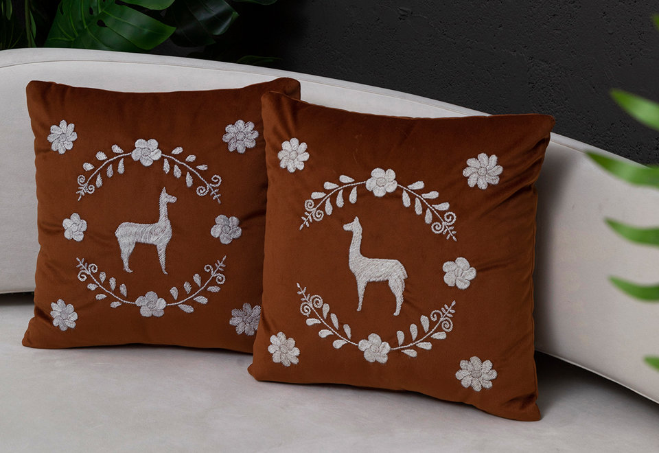 LLAMA HANDEMBROIDERED DECORATIVE PILLOWS
