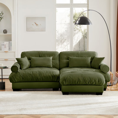 Canapé en velours avec coussins de taille et coussins décoratifs, convient au salon, au loft, aux espaces de travail, au couloir et à la chambre à coucher