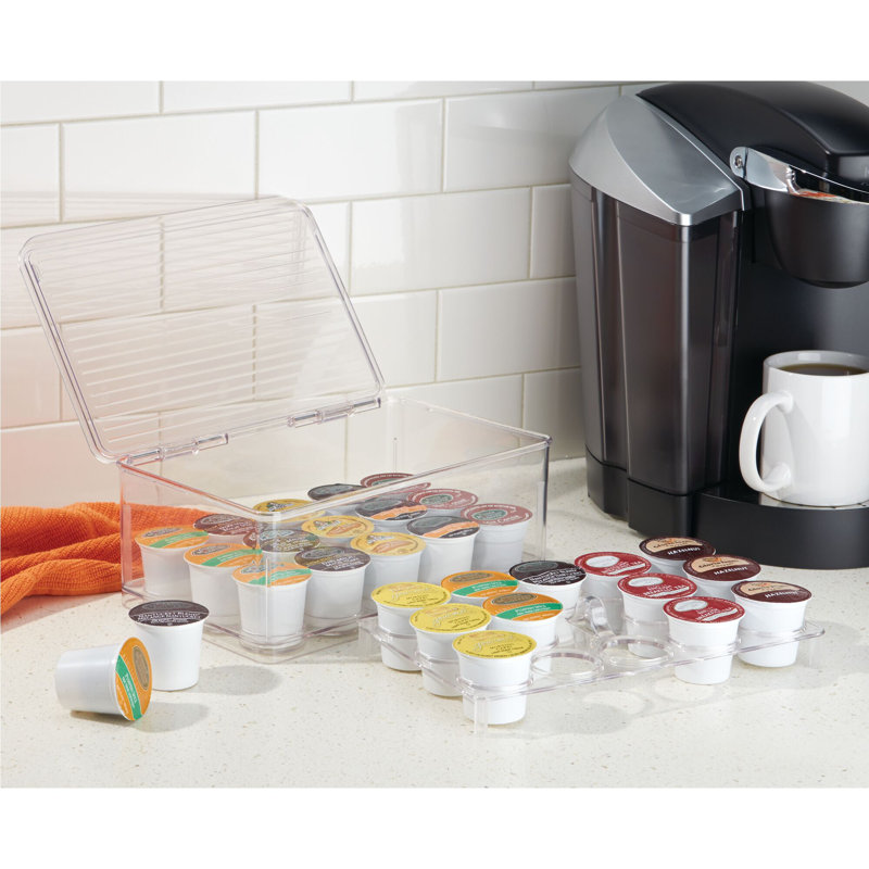 Clear Plastic 2-Tier Coffee Pod Organizer with Lid