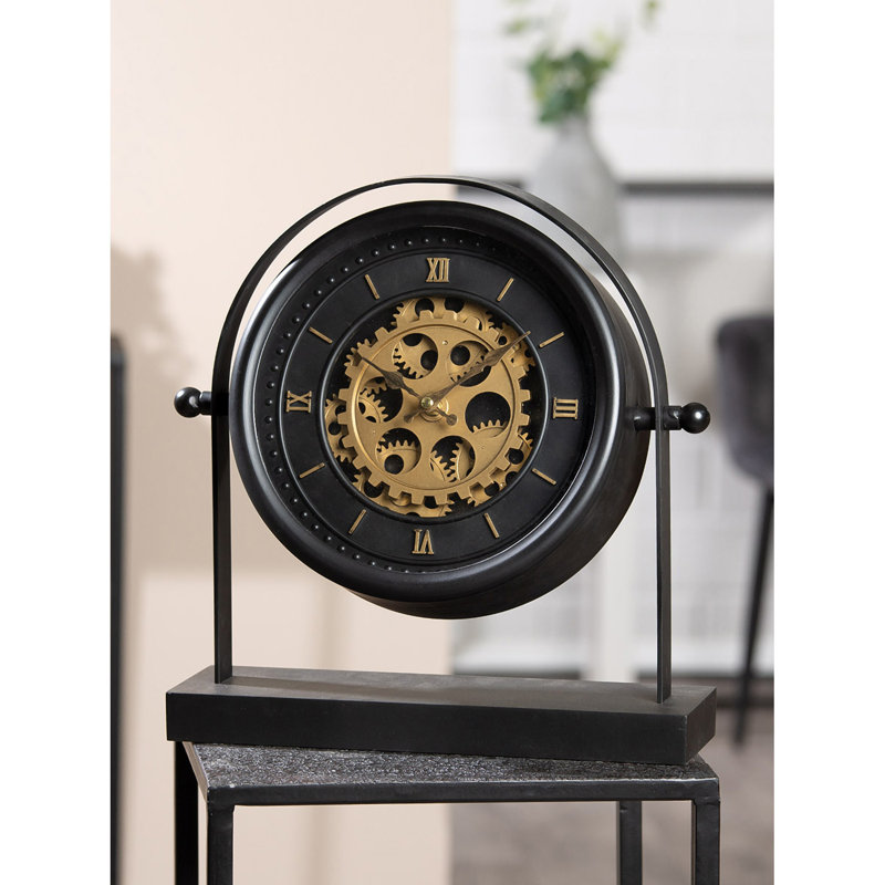 Roman Numeral Metal Mechanical Tabletop Clock