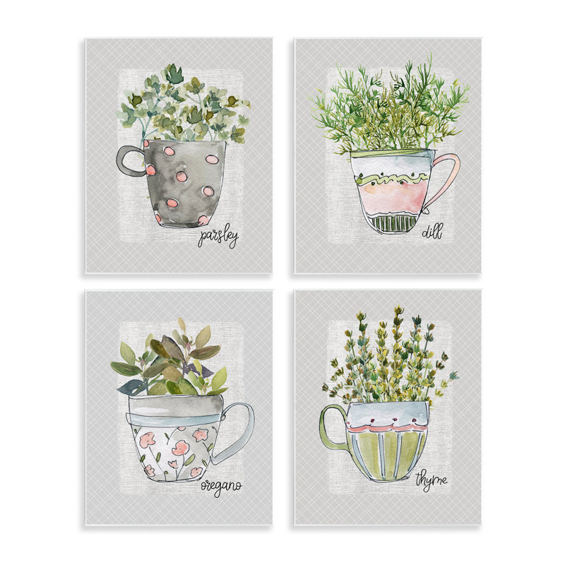 Plaque murale «Kitchen Herbs in Mugs», par Livi Finn