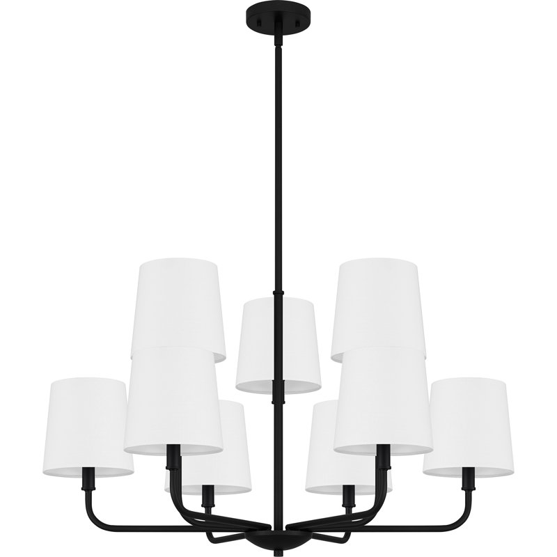9 - Light Dimmable Classic / Traditional Chandelier, Matte Black