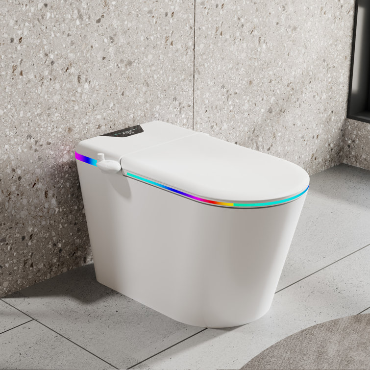 Smart Bidet Toilets, Auto Flush Heated Seat Warm Wash Dry Remote Control