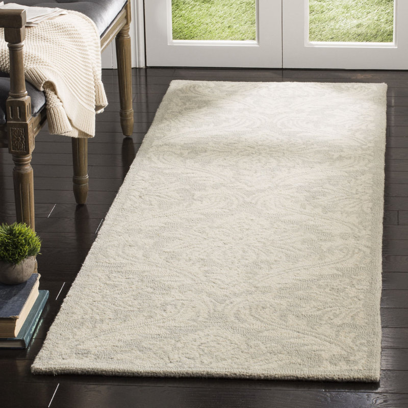 Preas Micro-Loop Hand Tufted Wool Floral Rug, Runner 2'3" x 7'