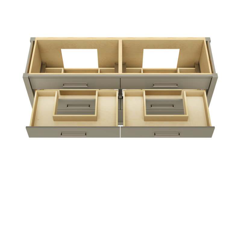 Meuble-lavabo double tiroir Kiawah, Olive française, Nickel satiné, 72"