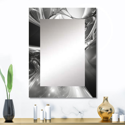 Gris acier noir abstrait Serenade II - miroir abstrait, miroir mural moderne unique, impression d'art en métal