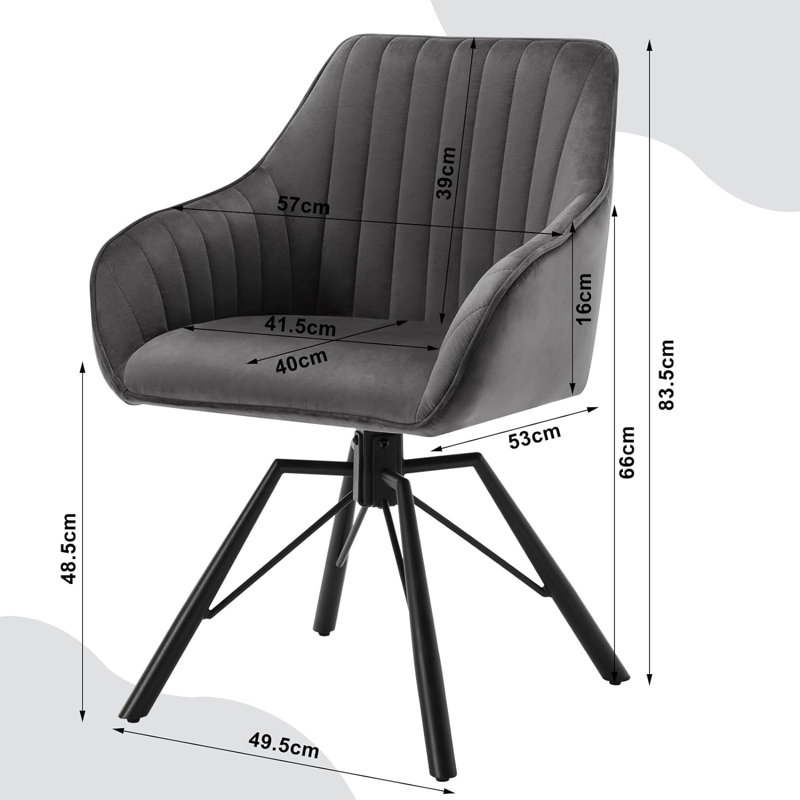 Machado 48.5cm H Velvet Upholstered Metal Upholstered Back Armchair, Dark Grey Velvet