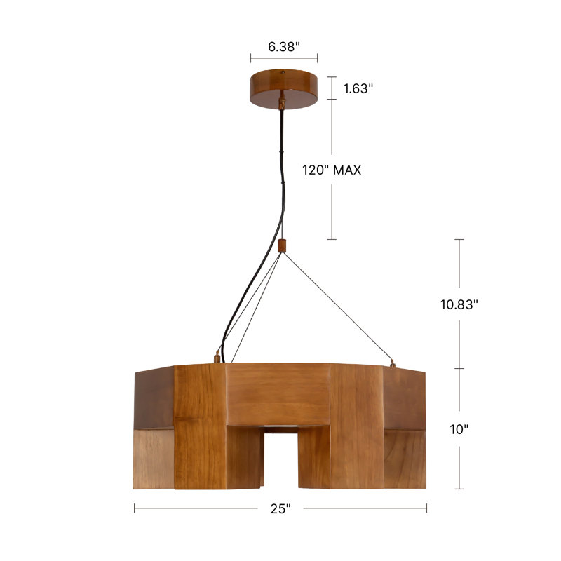 Bosco 6 - Light LED Chandelier, Natural Oak