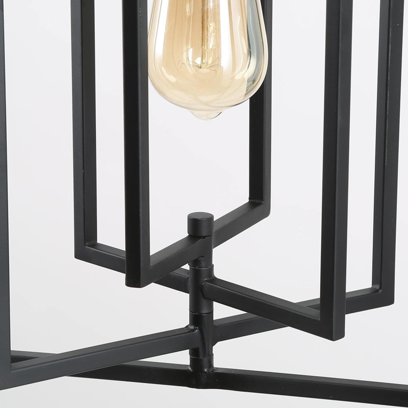 Conlyn 1 - Light Modern Lantern Rectangle Pendant For Dining Room, Black