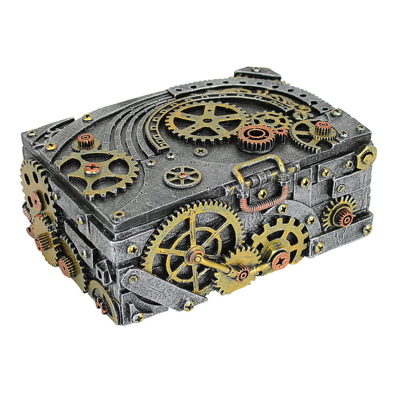 Boîte décorative de cog et turbine steampunk