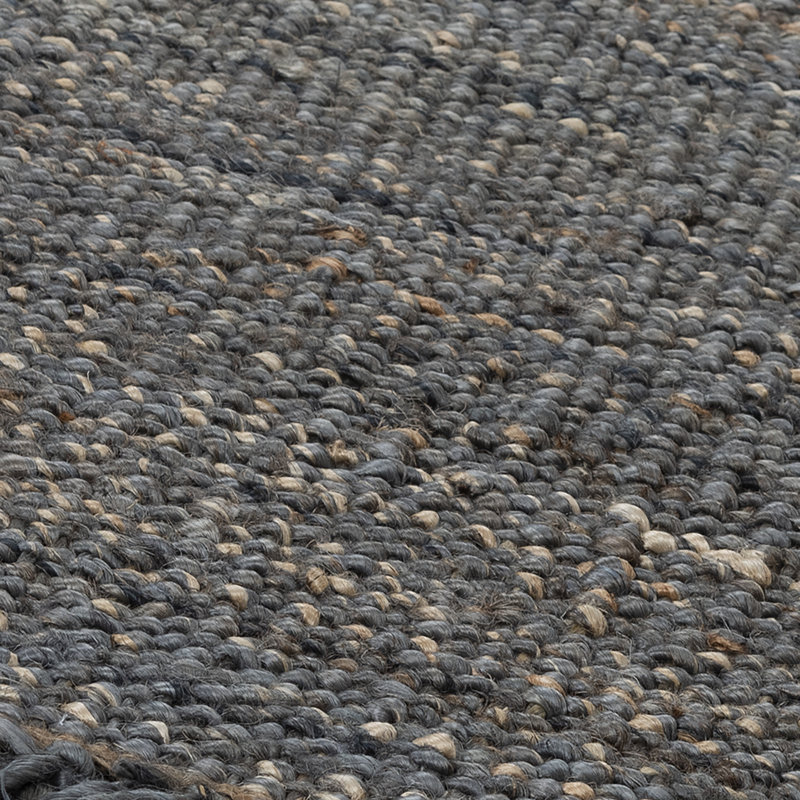 Tapis rectangulaire gris en jute tissé à plat à la main Ellicotville, Rectangle 9 pi x 12 pi