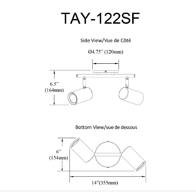 Éclairage sur rail Taylor - 4 lumières, Noir mat