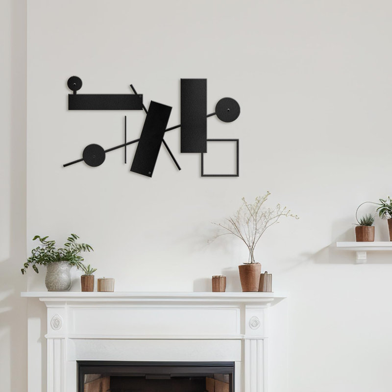 Décoration murale en métal, Noir, H 15 po x l 30 po x P 0,05 po