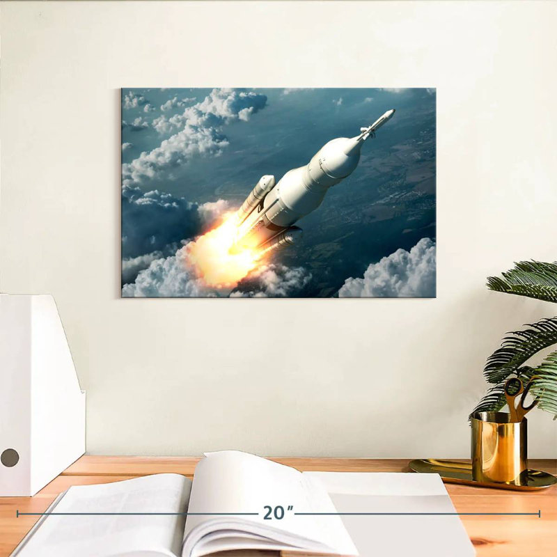 Oberle Spaceship Launching, 8" H x 12" W