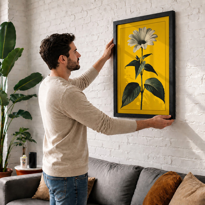 Golden Daisy Botanical - Framed Print, Unframed, A3 - 42.0 x 29.7 cm