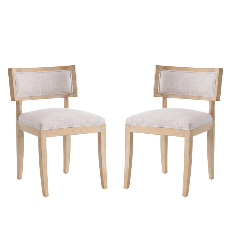 Fully Assembled Dining Chair, Fabric Upholstered Side Chair with Curved Backrest (Set of 2), 2