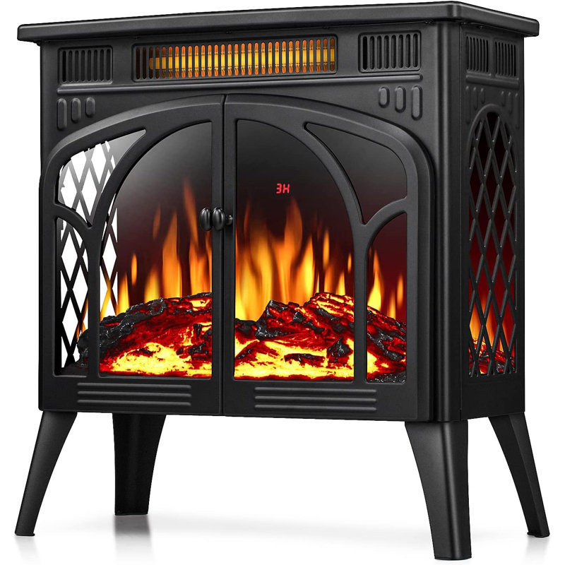 R.W.FLAME 23.5''W 500W/1500W Electric Fireplace Stove With Remote Control, Black