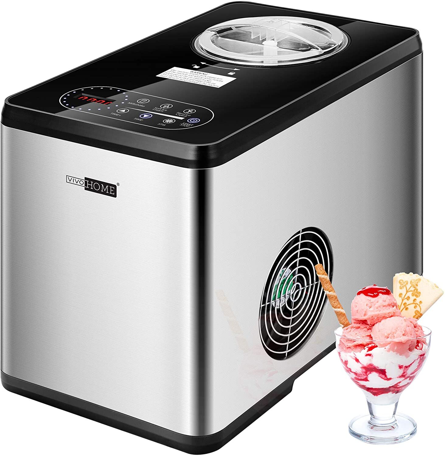 Whynter - Ice Cream Maker 2 Quart Capacity Stainless Steel Bowl & Yogurt Function in Champagne Gold | ICM-220CGY