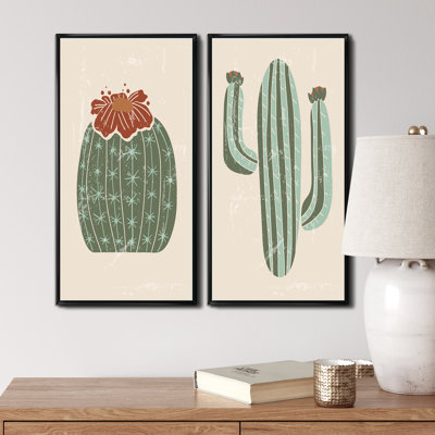 «Blooming Cacti Desert plans I», ensemble de 2 impressions