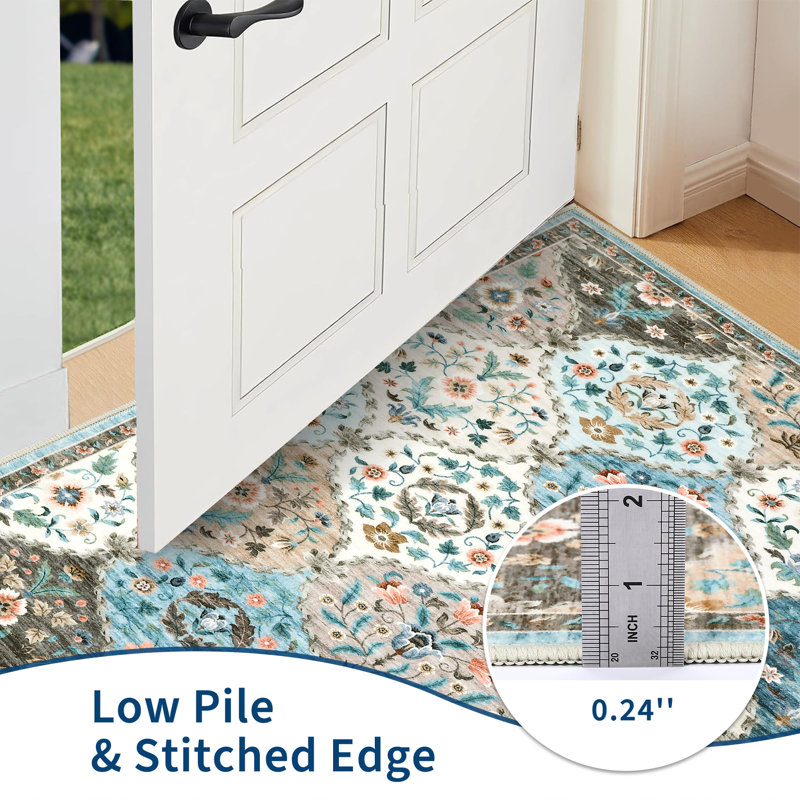 Abstract Machine Printed Area Rug, Blue, Rectangle 160 x 230 cm
