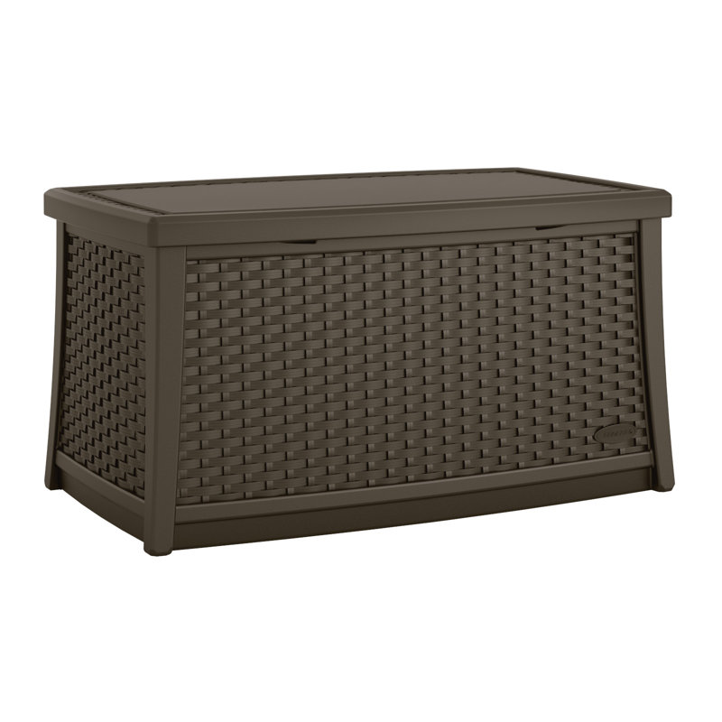 Table basse d'extérieur en résine avec rangement et couvercle à charnière l 34 po x P 20 po Suncast, fabriquée aux États-Unis