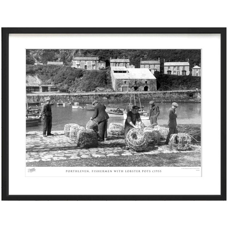 Porthleven, Fishermen With Lobster Pots C1955 - Single Picture Frame Print, 45cm H x 60cm W