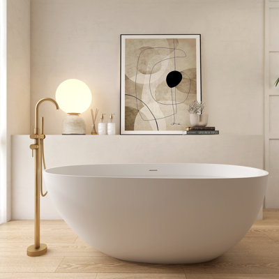59”Solid Surface Bathtub, Freestanding Soaking Bathtub