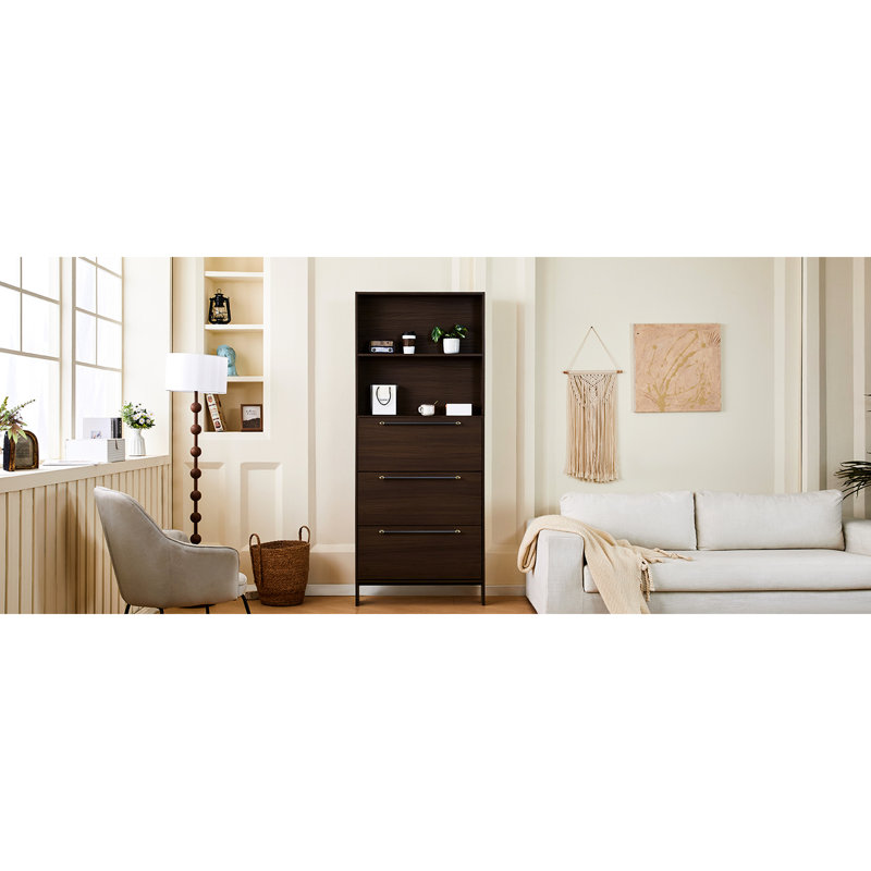 Freestanding Shoe Cabinet With 3 Flip Drawers. Hallway Storage. Solid , Walnut Finish, Metal Handles Entryway Rack Hue. Handles, Spacious Storage