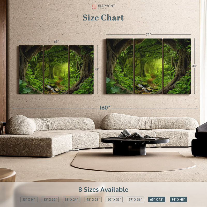«Southeast Asian Tropical Jungle» sur toile, H 48 po x l 74 po x P 1,25 po