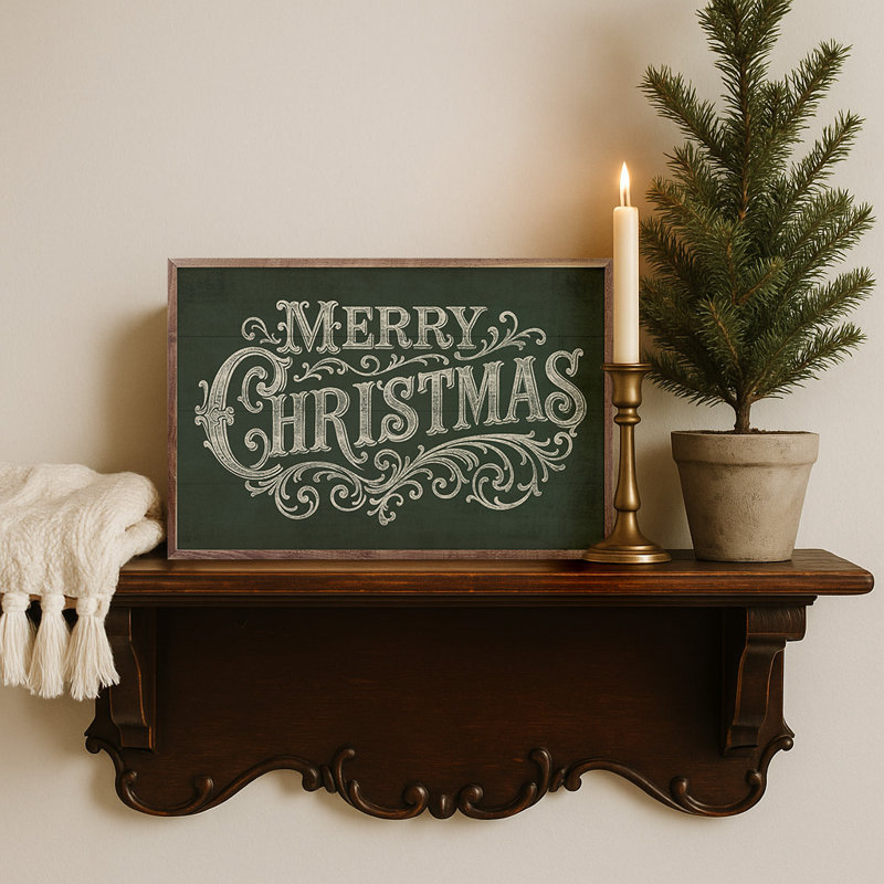 Joyeux Noël orné, H 24 po x l 36 po, Vert