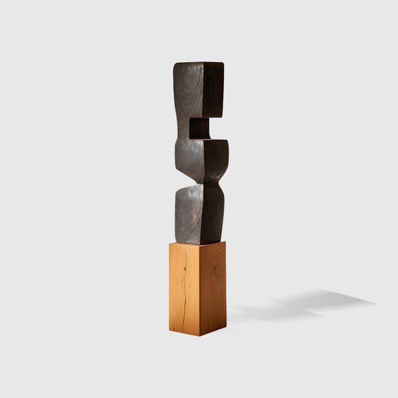 Objet décoratif en bois massif noir et brun, D