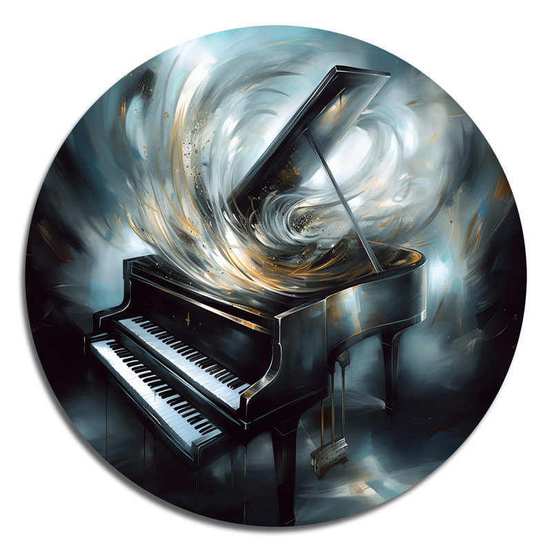 Piano abstrait I - musique ronde, art en métal, H 29 po x l 29 po