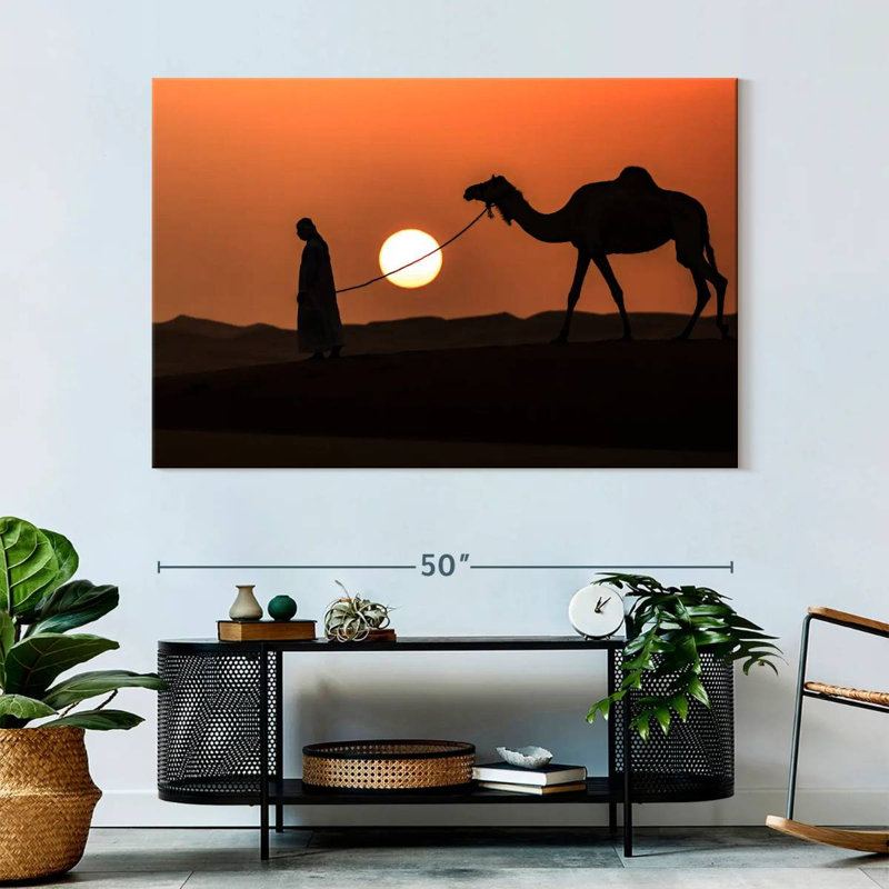 Man And Camel Silhouette, 34" H x 51" W