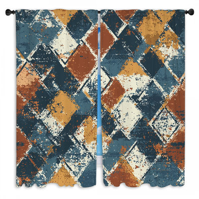 Motif de rideaux de fenêtre Argyle - 2 panneaux