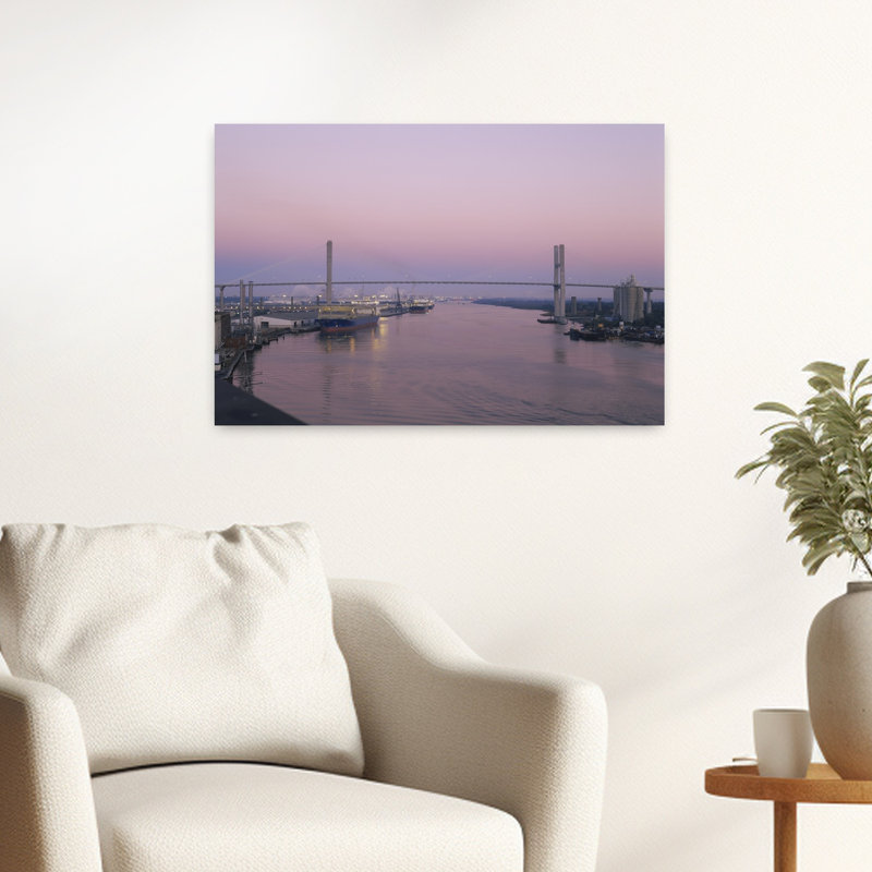 Bridge across a river Talmadge Bridge Savannah River Savannah Atlanta Georgia USA 1 Piece Wrapped Canvas Wall Art