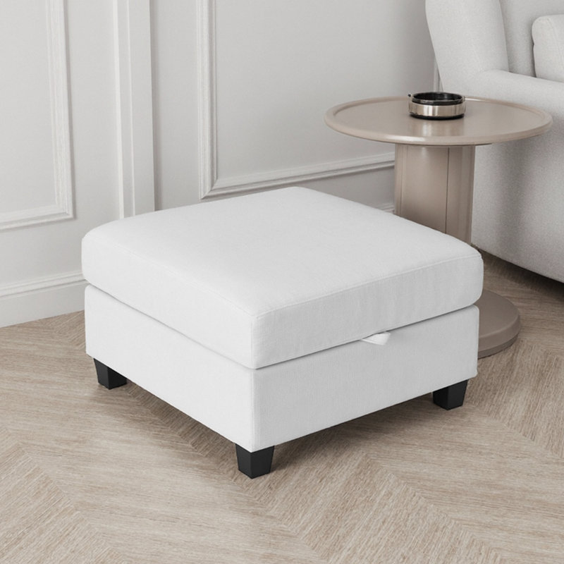 Repose-pieds 29,5 po avec rangement modulaire et repose-pieds en tissu blanc pour canapé modulaire | Idée cadeau