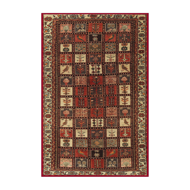 Tapis floral brun / brun clair / orange, Rectangle 5 pi x 7 pi