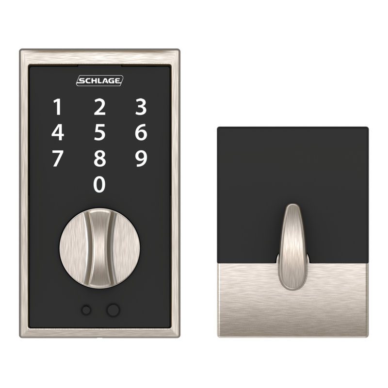 Schlage Touch Keyless Touchscreen Deadbolt with Century Trim, Satin Nickel