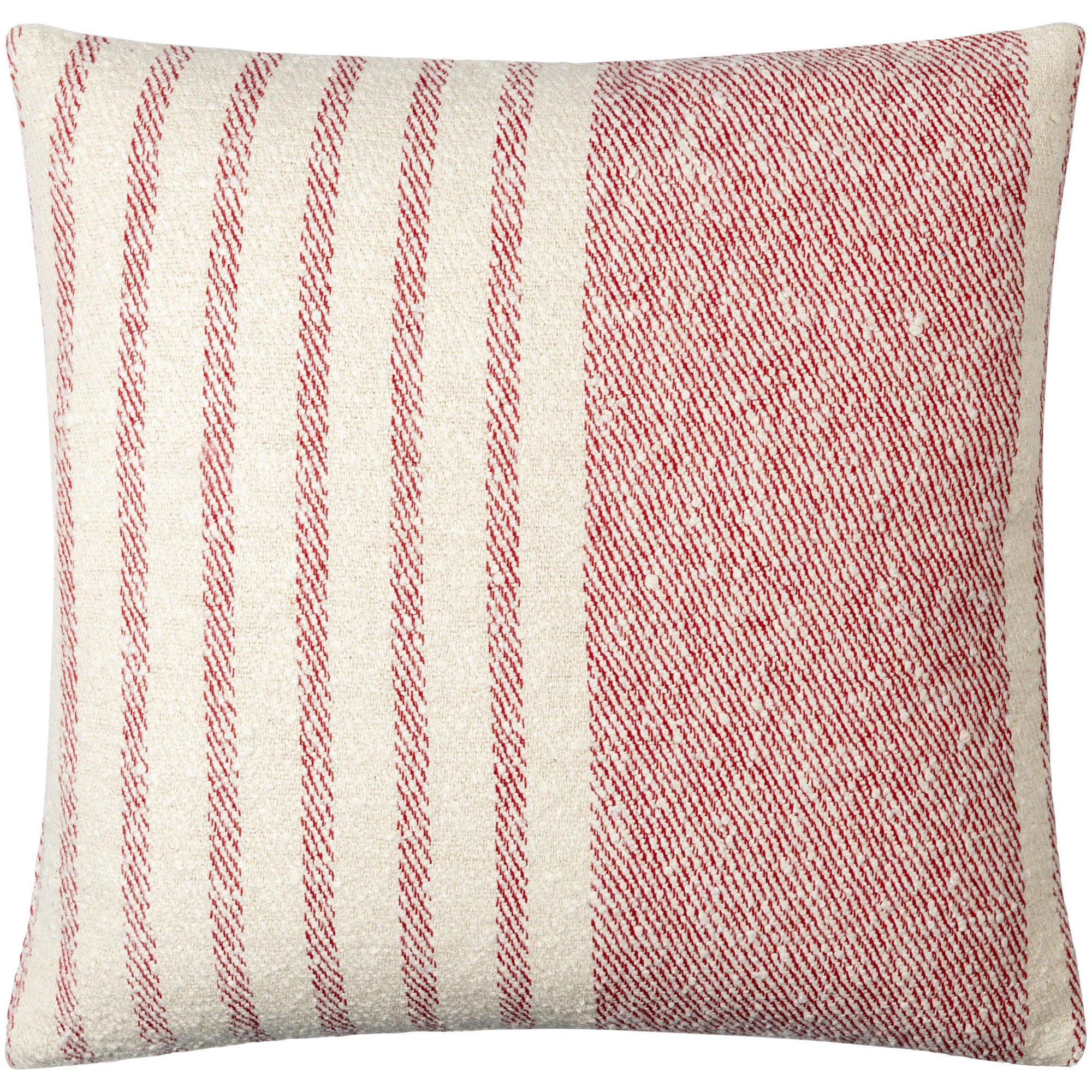 Weldon Striped Cotton Throw Pillow, Polyester/Polyfill, Red, 22" x 22"
