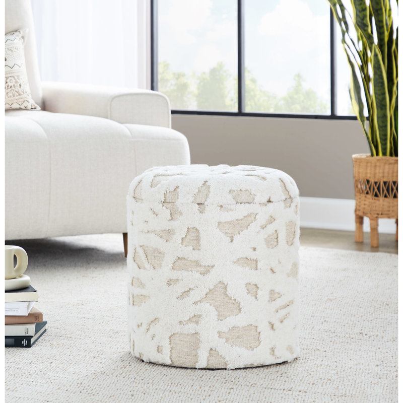 Laine beige 18 po avec style texturé à poils longs, couvercle amovible pour le rangement, limite de poids de 250 lb, rangement intérieur de 18 po avec design, seulement, capacité