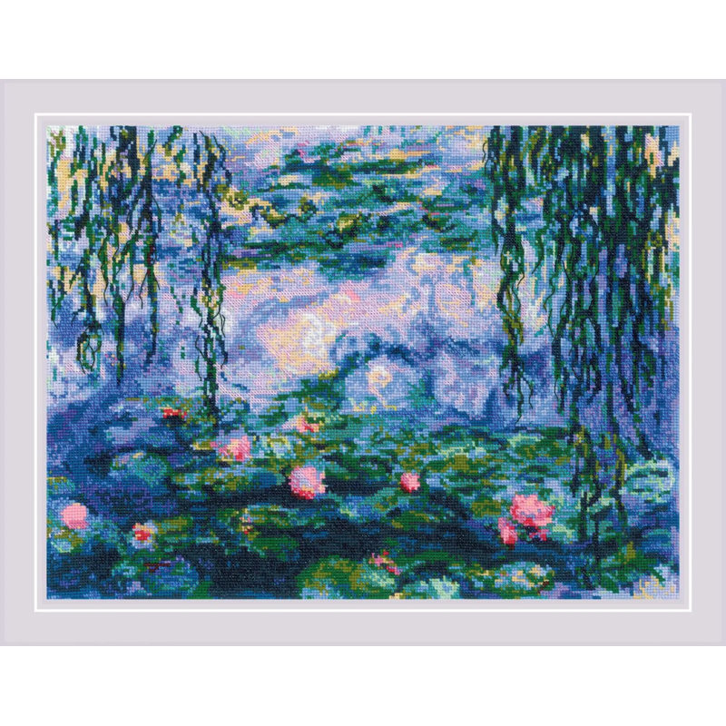  Kit au point de croix compté, nénuphars d'après la peinture de C. Monet R2034