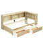 Lit de jour simple avec deux tiroirs de rangement, armoires de rangement et ports USB, couleur naturelle