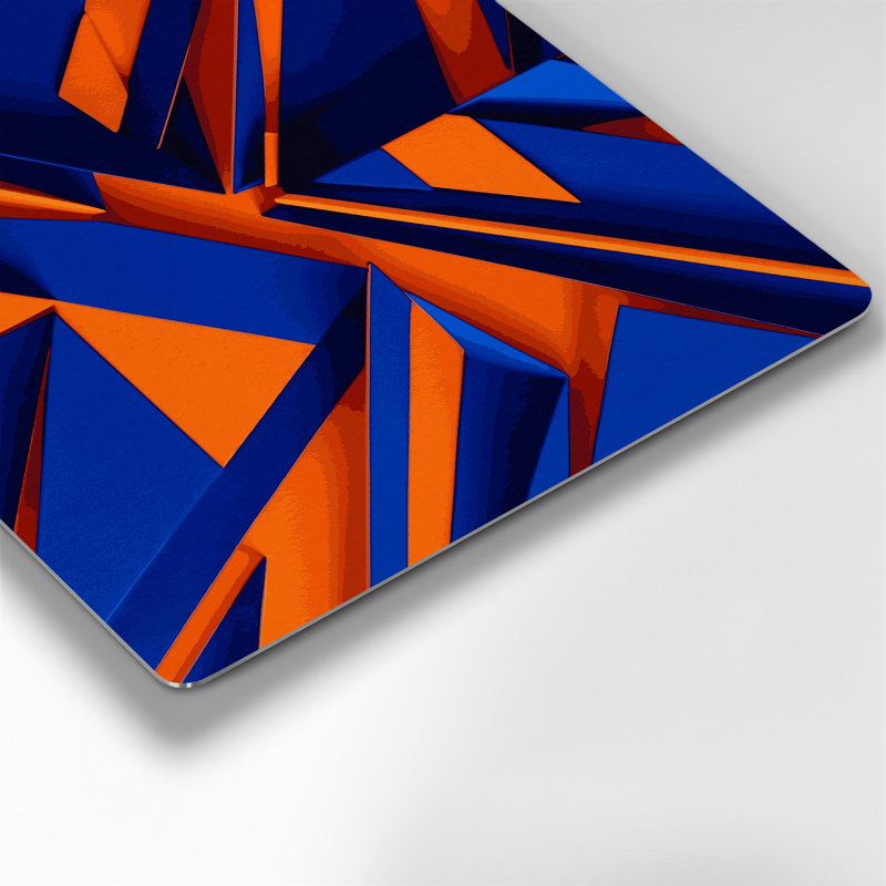 «Geometric Abstraction 37», art mural en métal bleu, H 8 po x l 8 po