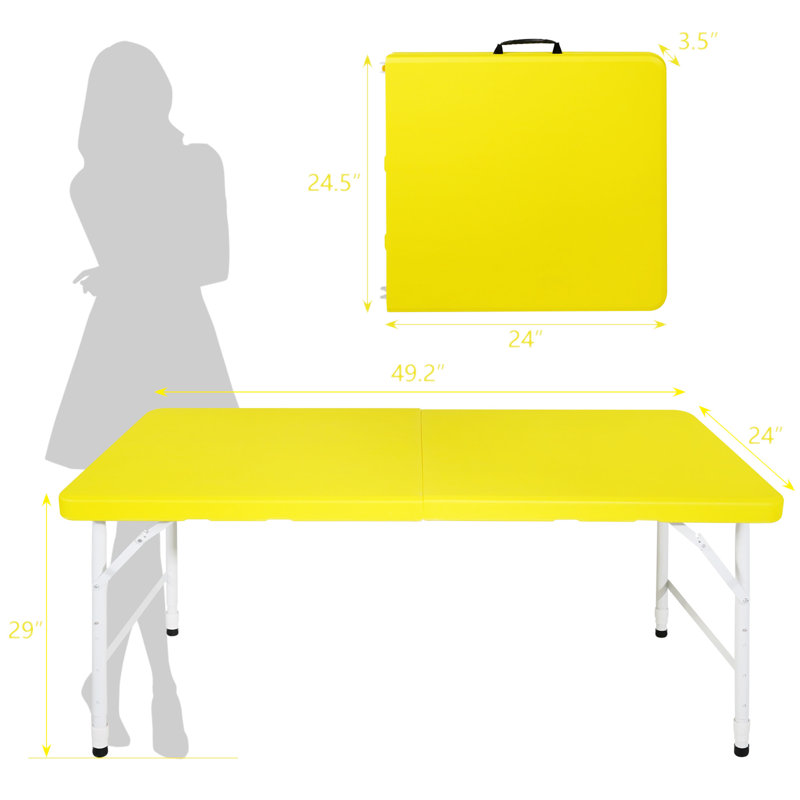 Table pliante portative jaune 4Ft
