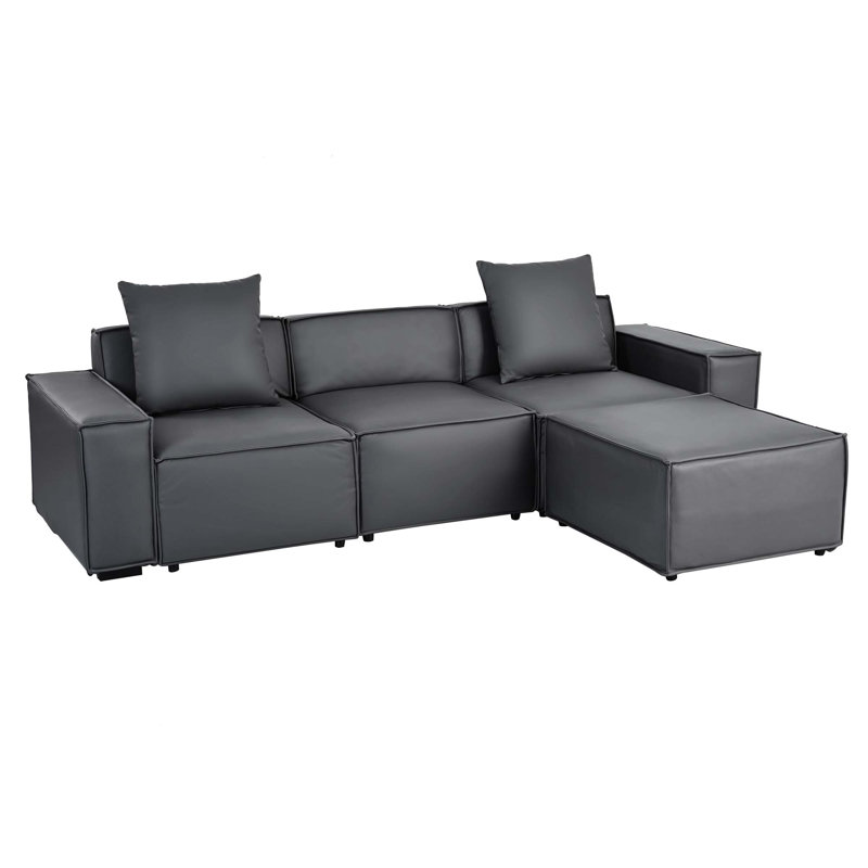 Canapé à accoudoirs carrés 102,4 po Bodhin, 100 % polyester gris