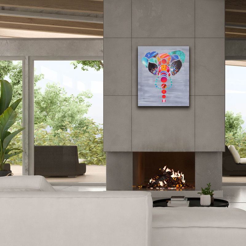 «Elephant Love» par Artpoptart, art mural sur toile, H 30 po x l 26 po