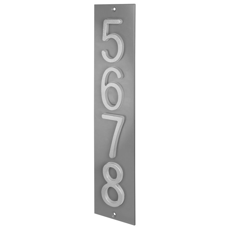 Plaque d'adresse verticale en aluminium Royal Shade, Argent argent, Gris, Oui